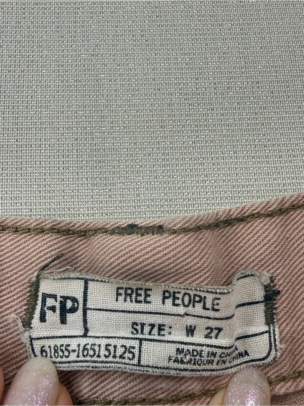 Free People Runway Slouch Distressed Cutoff Jean Shorts Button Fly Pink Denim 27